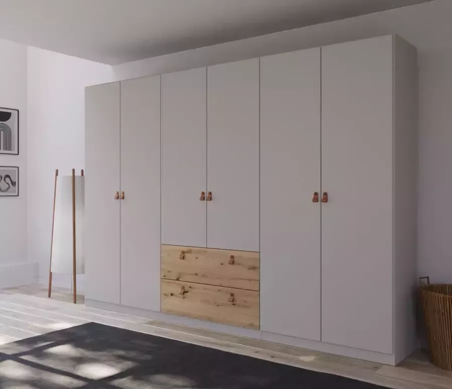 Rauch Draaideurkast Homey by Quadra Spin met cognacbruine leren greeplussen laden in eiken-decor - Foto 7