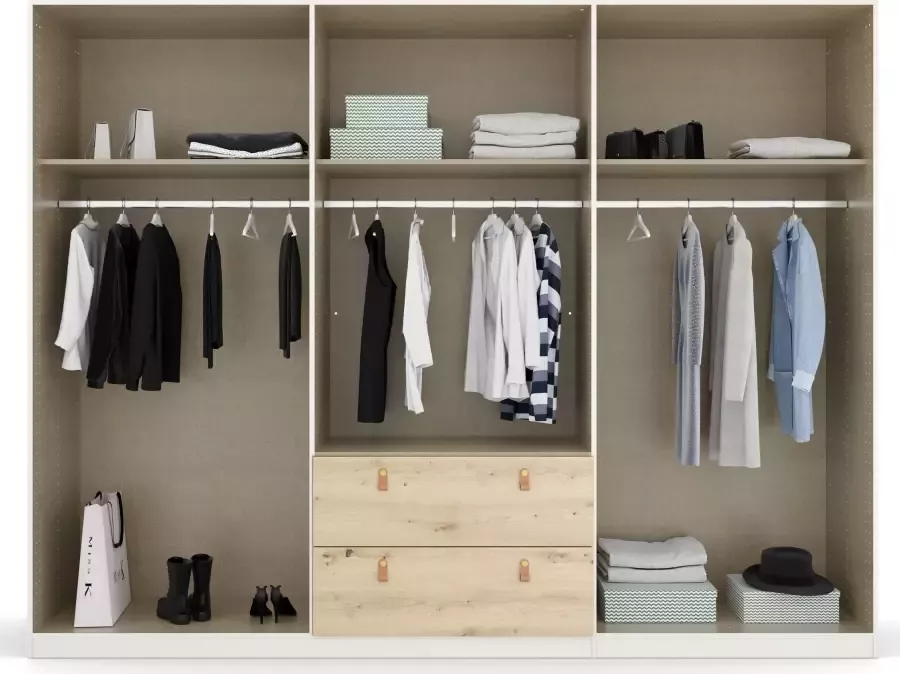 Rauch Draaideurkast Homey by Quadra Spin met cognacbruine leren greeplussen laden in eiken-decor - Foto 9