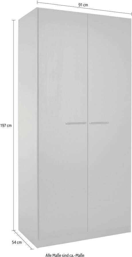 OTTO Draaideurkast Kledingkast VANDOR in drie breedtes hoogte 197 cm grepen in grijs metallic made in germany - Foto 4