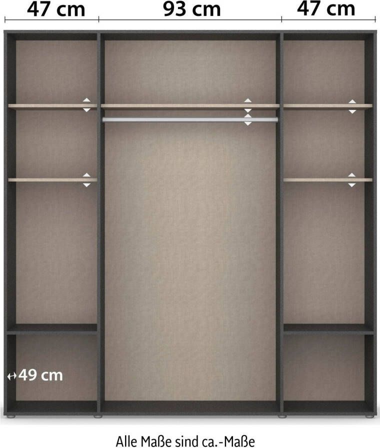 Rauch Draaideurkast Voyager met moderne grepen in grijs-metallic inclusief externe lades - Foto 12