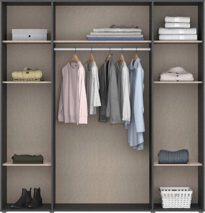 Rauch Draaideurkast Voyager Schrank Wäscheschrank Kleiderschrank Garderobe met moderne grepen in grijs-metallic - Foto 7