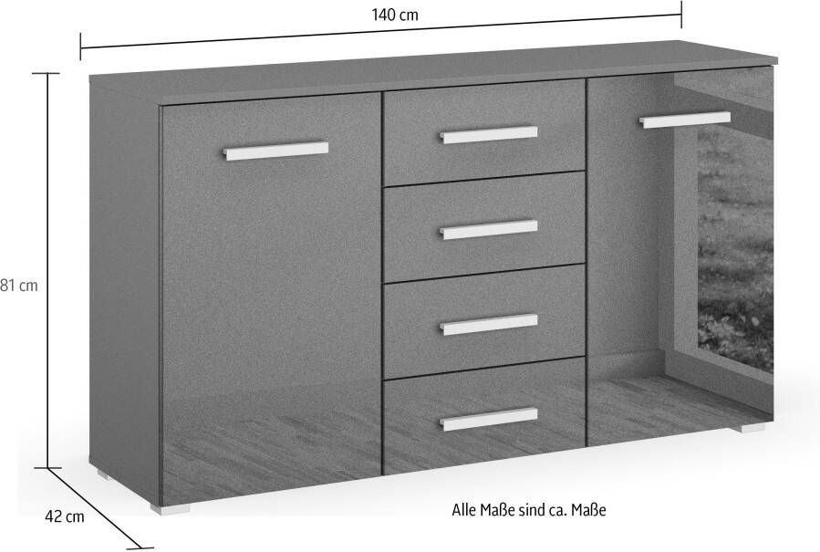 Rauch Kast Koluna met hoogglansfront 4 laden inclusief set van 3 vilten boxen - Foto 2