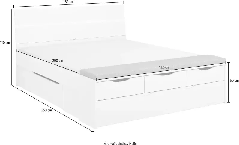 Rauch Ledikant met bergruimte Scala-XL inclusief bedbank met bekleding xl-lade en verdere laden - Foto 9