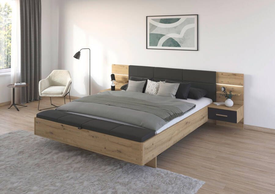 Rauch Ledikant Mosbach Bekleed hoofdbord optioneel met verlichting met geïntegreerde bedbank - Foto 4