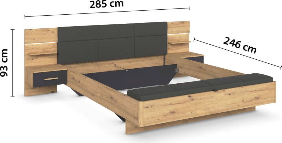 Rauch Ledikant Mosbach Bekleed hoofdbord optioneel met verlichting met geïntegreerde bedbank - Foto 6