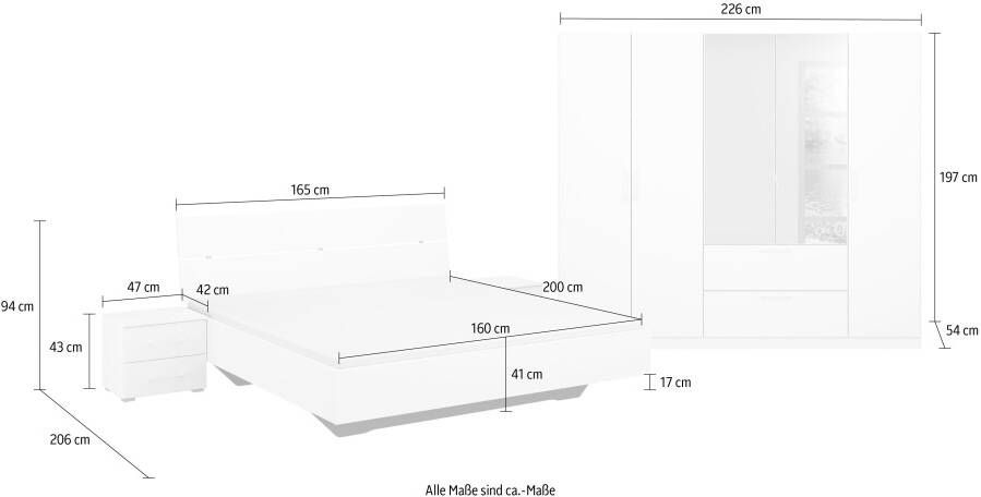 Rauch Slaapkamerserie CHALLENGER Kast met spiegel in 2 breedten bed in 3 breedten en 2 nachtkastjes - Foto 18