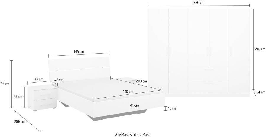 Rauch Slaapkamerserie CHALLENGER Kast in 2 breedten bed in 3 breedten en 2 nachtkastjes - Foto 19