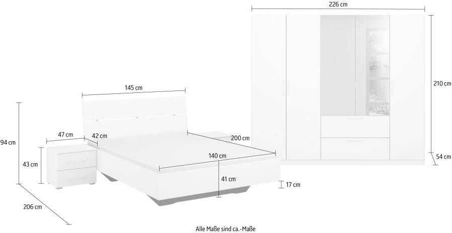 Rauch Slaapkamerserie CHALLENGER Kast met spiegel in 2 breedten bed in 3 breedten en 2 nachtkastjes - Foto 19