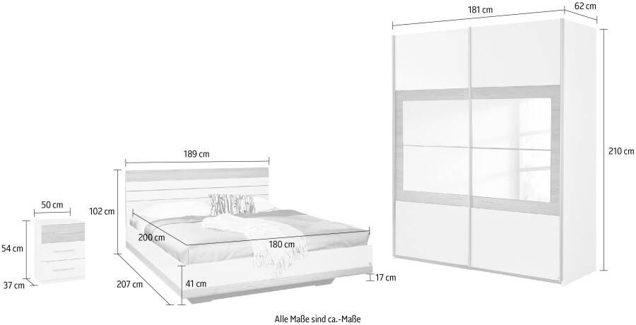 Rauch Slaapkamerserie Tarragona Zweefdeurkast in 3 breedten bed in 2 afmetingen en 2 nachtkastjes (set 4-delig) - Foto 5