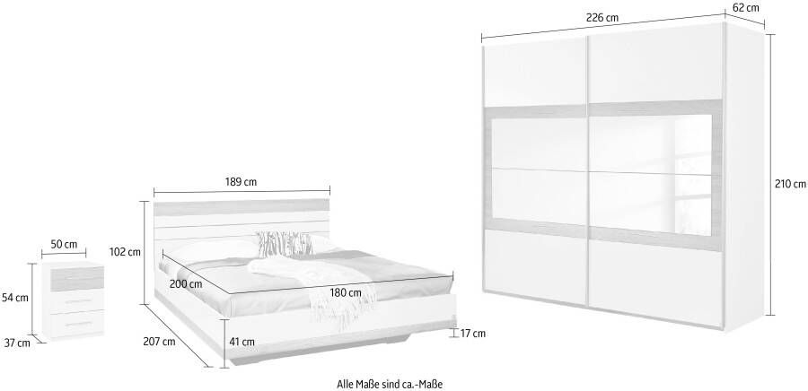 Rauch Slaapkamerserie Tarragona Zweefdeurkast in 3 breedten bed in 2 afmetingen en 2 nachtkastjes (set 4-delig) - Foto 5