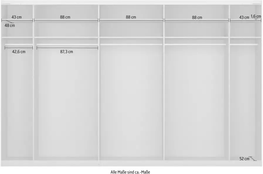 Rauch Zweefdeurkast Kledingkast kast garderobe ORACLE met spiegelfront inclusief lade-inzet en extra legplanken made in germany - Foto 9