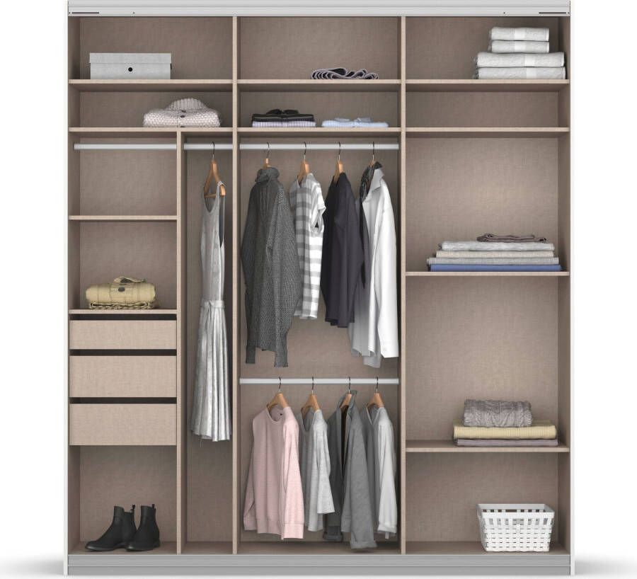 Rauch Zweefdeurkast Kledingkast kast garderobe ORACLE met spiegelfront inclusief lade-inzet en extra legplanken made in germany - Foto 17