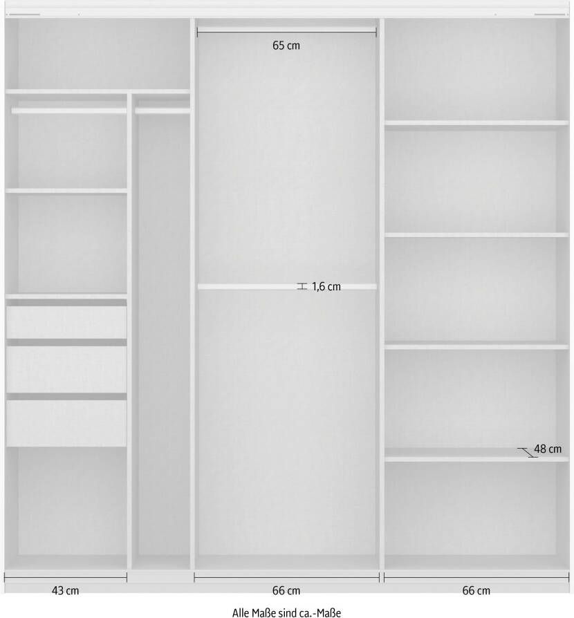 Rauch Zweefdeurkast Kledingkast kast garderobe ORACLE met spiegelfront inclusief lade-inzet en extra legplanken made in germany - Foto 15