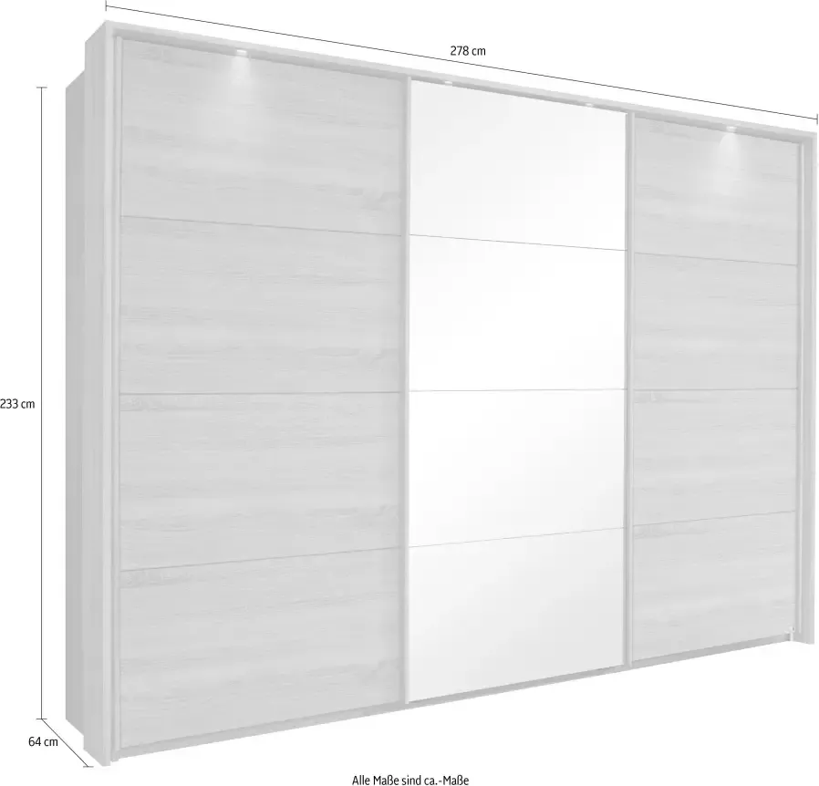 Rauch Zweefdeurkast Kledingkast Kast Garderobe Slaapkamerkast TUBONA met uitgebreide binneninrichting en passe-partout made in germany - Foto 5