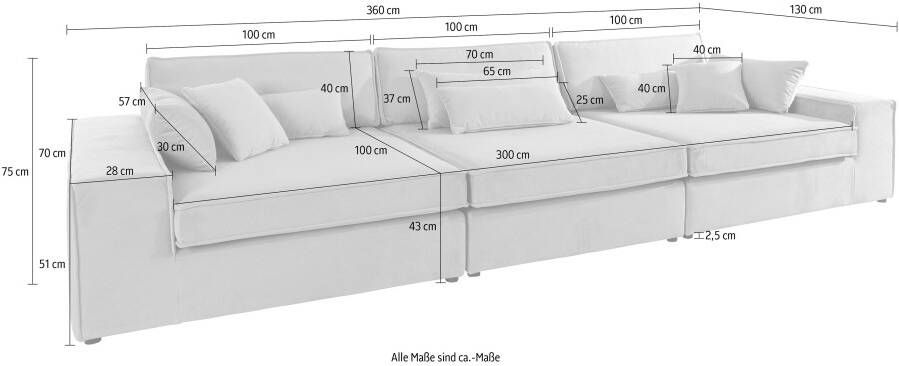 RAUM.ID 3-zitsbank Enid 3 delen bestaand uit modules in vele overtrekken ook in breedribcord - Foto 4