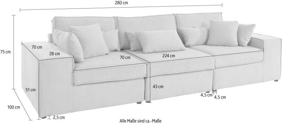 RAUM.ID 3-zitsbank Florid 3 delen bestaand uit modules vele stofkwaliteiten ook in cord - Foto 3