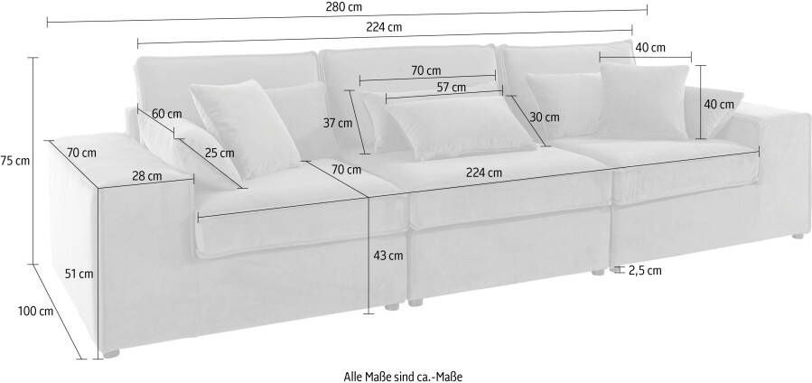 RAUM.ID 3-zitsbank Florid 3 delen bestaand uit modules vele stofkwaliteiten ook in cord - Foto 3