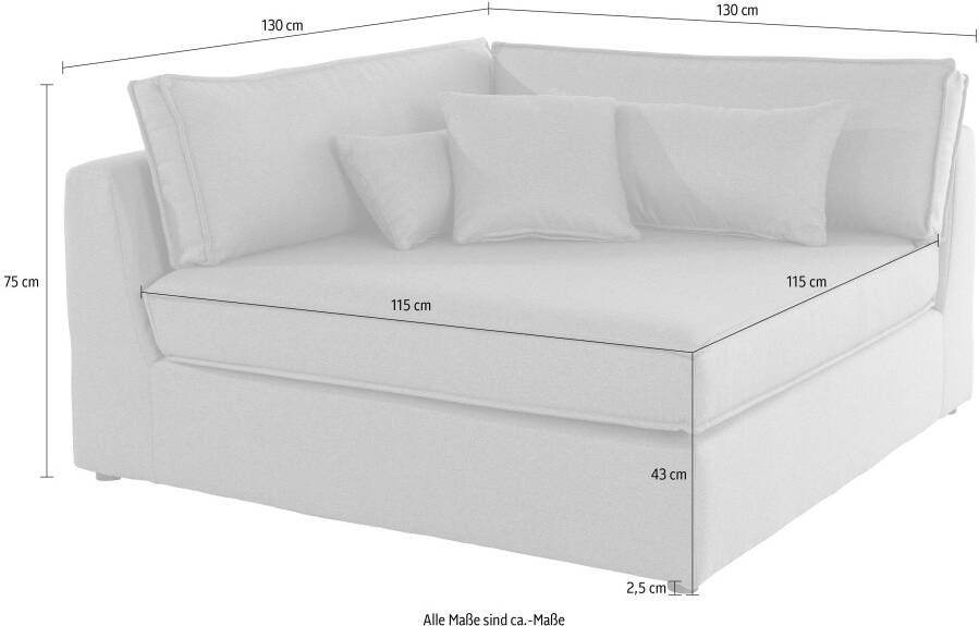 RAUM.ID Bank-hoekelement Enid Deel van een modulaire bank stevig zitcomfort ook in breedribcord - Foto 2