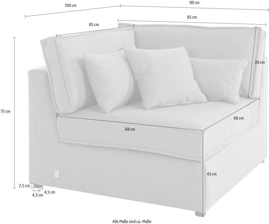 RAUM.ID Bank-hoekelement Florid Deel van een modulaire bank stevig zitcomfort ook in cord - Foto 2