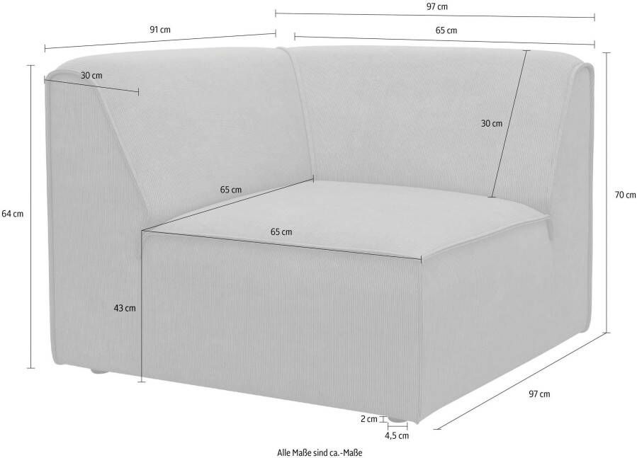 OTTO Bank-hoekelement Merid sofa-element afmetingen B D H: 97 97 46 cm als module of apart te gebruiken voor individuele samenstelling - Foto 5