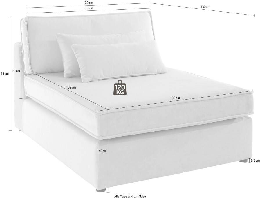 RAUM.ID Bank-middenelement Enid Deel van een modulaire bank stevig zitcomfort ook in breedribcord - Foto 3