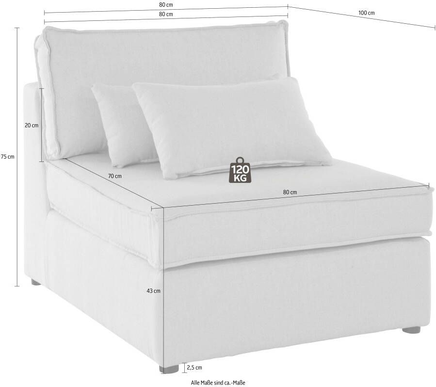 RAUM.ID Bank-middenelement Florid als deel van een modulaire bank stevig zitcomfort ook in cord - Foto 3