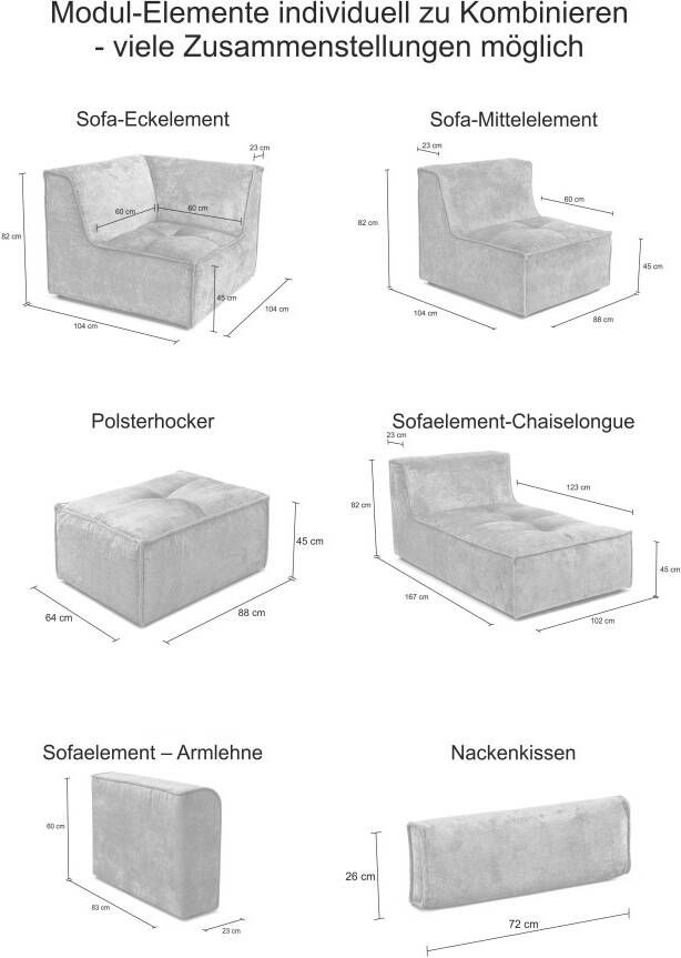 RAUM.ID Bank-middenelement Modulid als module of afzonderlijk te gebruiken in ribfluweel (1 stuk) - Foto 5