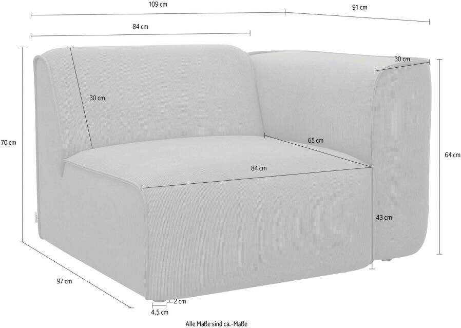 OTTO Fauteuil Bank-hoekelement afmetingen B D H: 109 97 46 cm als module of apart te gebruiken voor individuele samenstelling - Foto 4