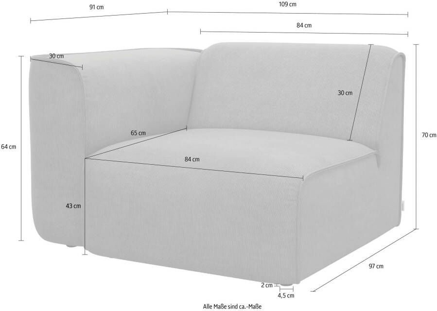 OTTO Fauteuil Bank-hoekelement afmetingen B D H: 109 97 46 cm als module of apart te gebruiken voor individuele samenstelling - Foto 4