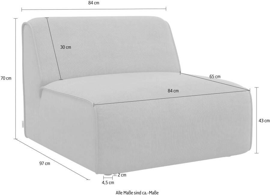 OTTO Fauteuil Merid sofa-middenelement afmetingen B D H: 84 97 46 cm als module of apart te gebruiken voor individuele samenstelling