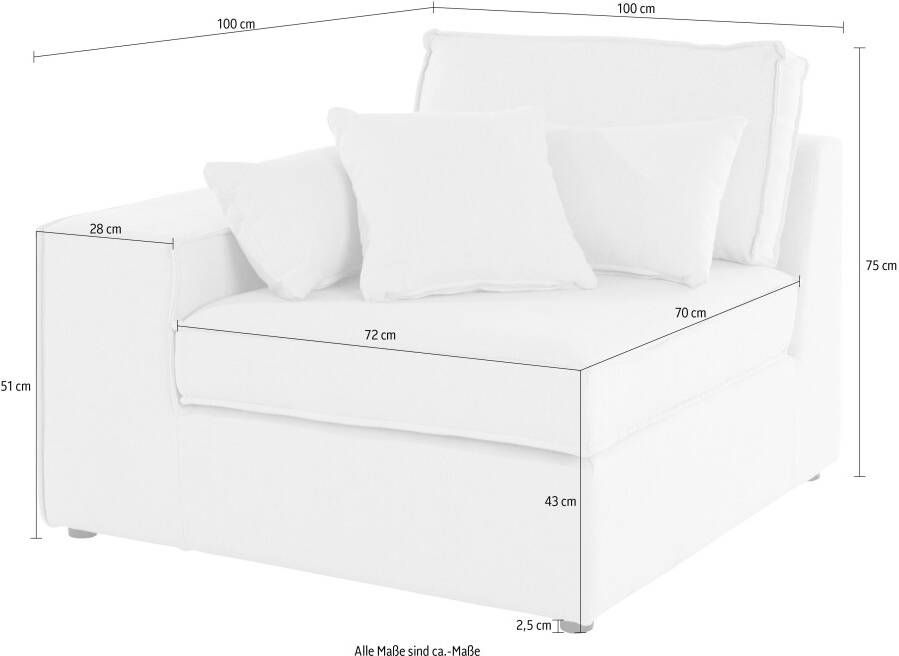 RAUM.ID Sofaelement Florid als deel van een modulaire bank stevig zitcomfort ook in cord - Foto 3