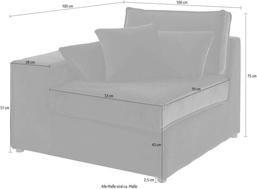 RAUM.ID Sofaelement Florid als deel van een modulaire bank stevig zitcomfort ook in cord - Foto 1