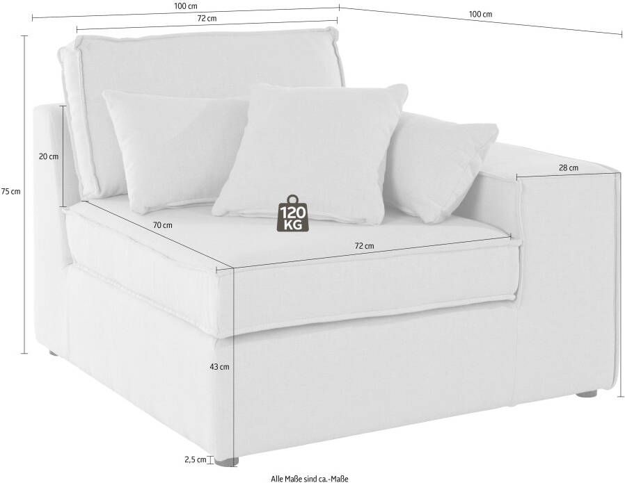 RAUM.ID Sofaelement Florid als deel van een modulaire bank stevig zitcomfort ook in cord - Foto 2