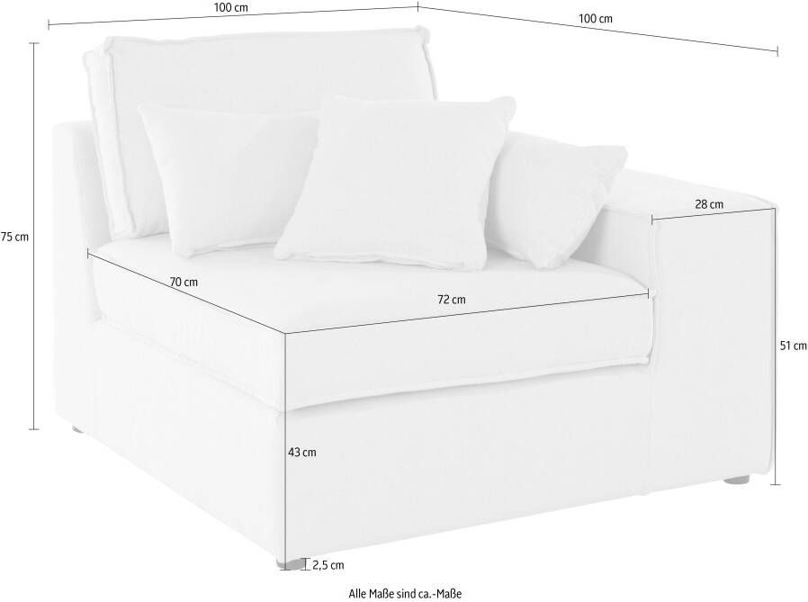 RAUM.ID Sofaelement Florid als deel van een modulaire bank stevig zitcomfort ook in cord - Foto 4