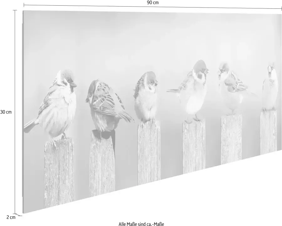 Reinders! Artprint op hout Decoratief paneel 30x90 Bird Family - Foto 3