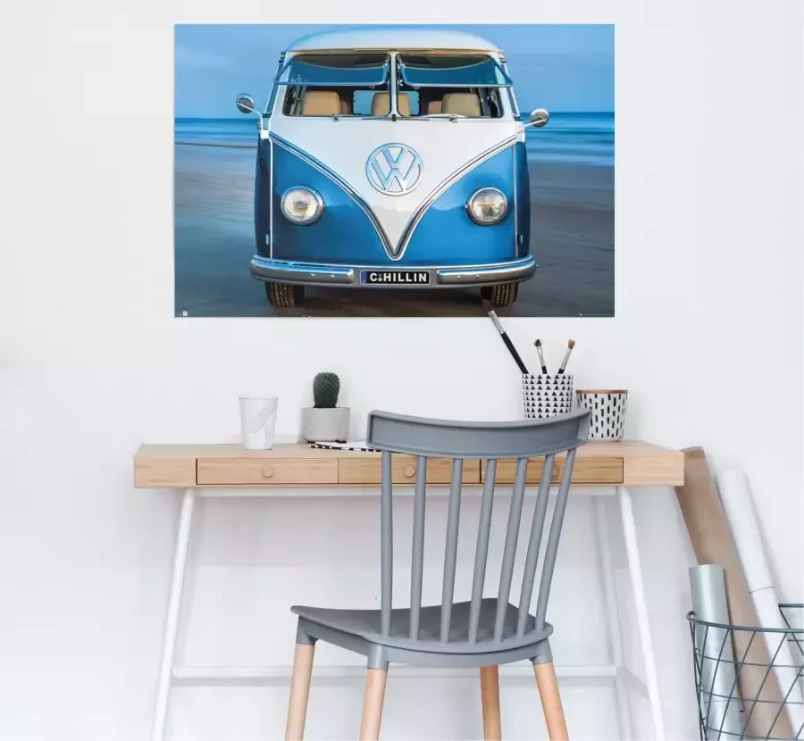 Reinders! Poster Volkswagen Bulli blauw Brendan Ray - Foto 1
