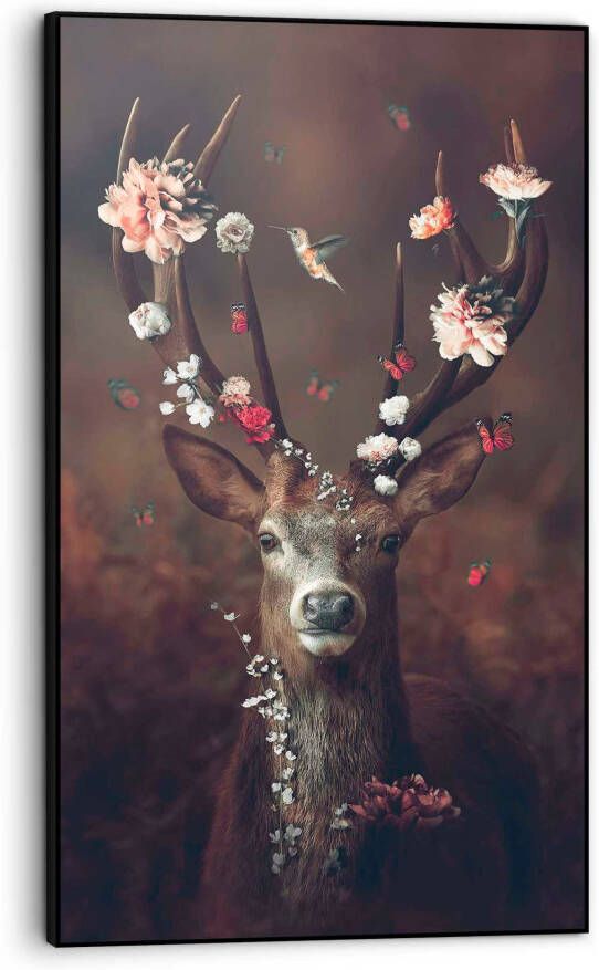Leen Bakker Schilderij Hert met bloemen multikleur 118x70 cm - Foto 3