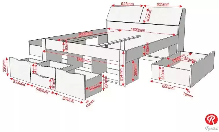 Relita Ledikant met bergruimte Maxi met laden en bergruimte in het hoofdbord - Foto 7