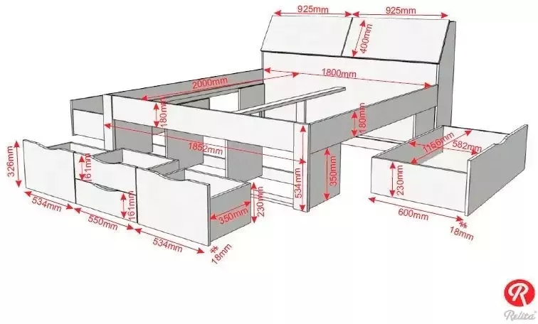 Relita Ledikant met bergruimte Maxi met laden en bergruimte in het hoofdbord - Foto 5