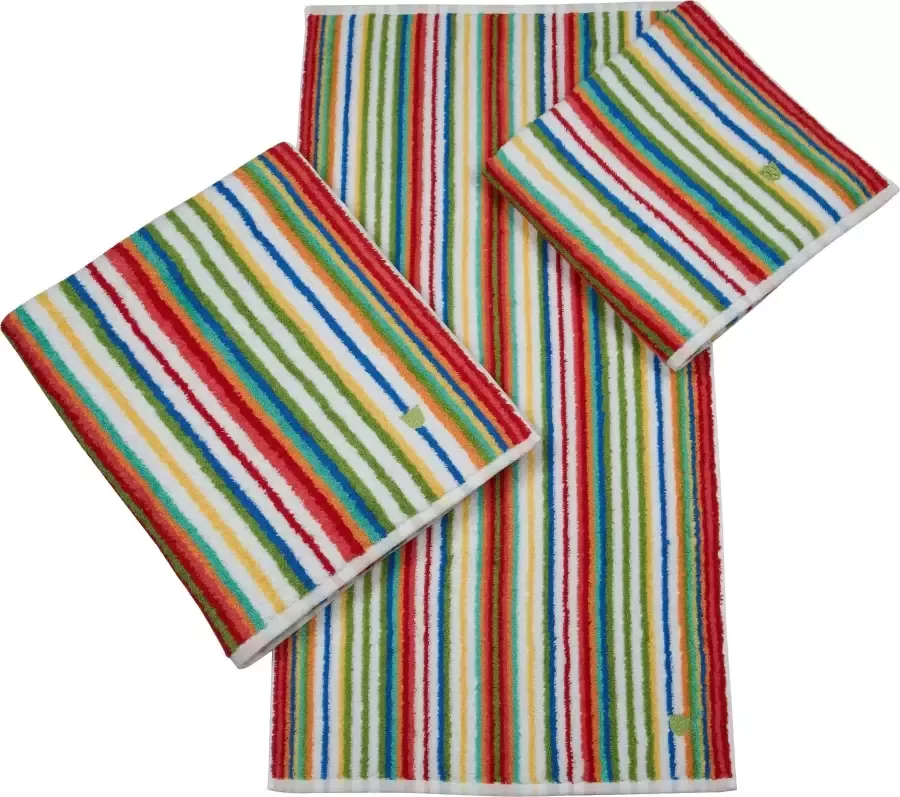ROSS Handdoek VITA met strepen en geborduurd -embleem (2 stuks) - Foto 2