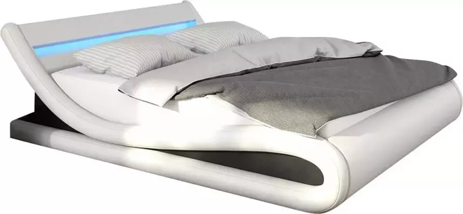 SalesFever Gestoffeerd bed met ledverlichting imitatieleer design bed in een modern model - Foto 2