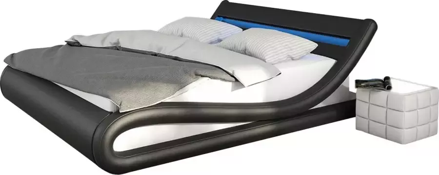 SalesFever Gestoffeerd bed met ledverlichting imitatieleer design bed in een modern model - Foto 3
