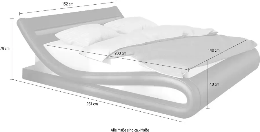 SalesFever Gestoffeerd bed met ledverlichting imitatieleer design bed in een modern model