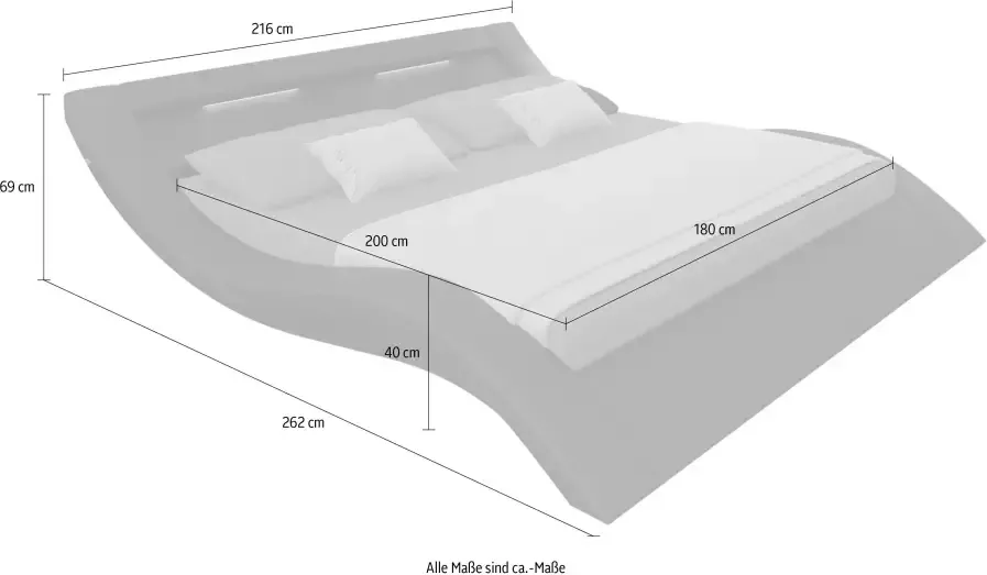SalesFever Gestoffeerd bed met ledverlichting in het hoofdbord lounge bed in een modern model in imitatieleer - Foto 3