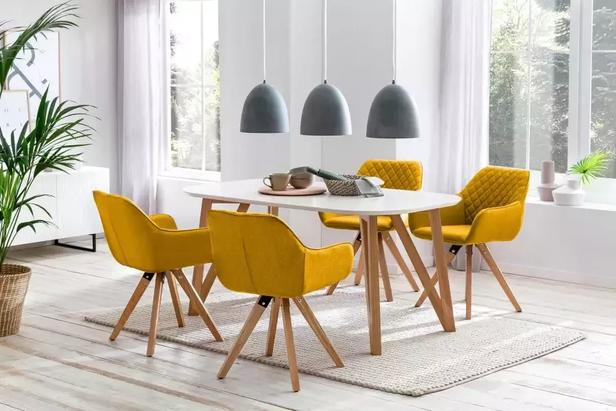 SalesFever Eethoek bestaand uit 4 moderne beklede stoelen en een 180 cm brede tafel (set 5-delig) - Foto 2