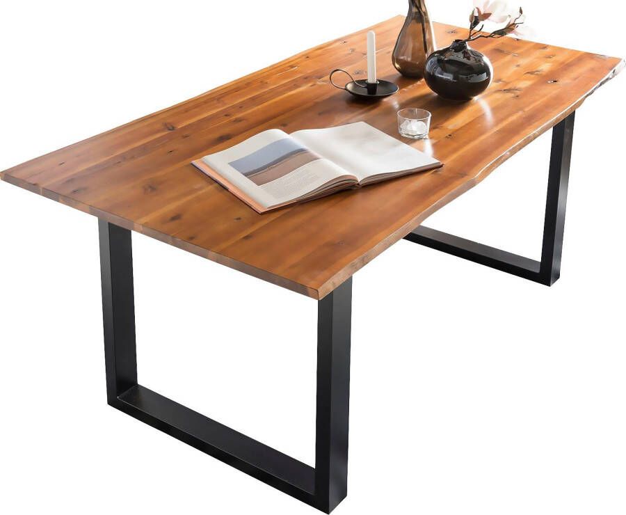SalesFever Eethoek met moderne houten tafel met sledeframe 160 cm (set 5-delig) - Foto 1