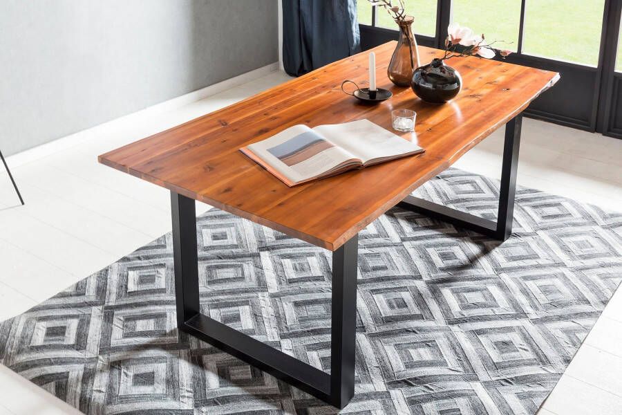 SalesFever Eethoek met moderne houten tafel met sledeframe 160 cm (set 5-delig) - Foto 4