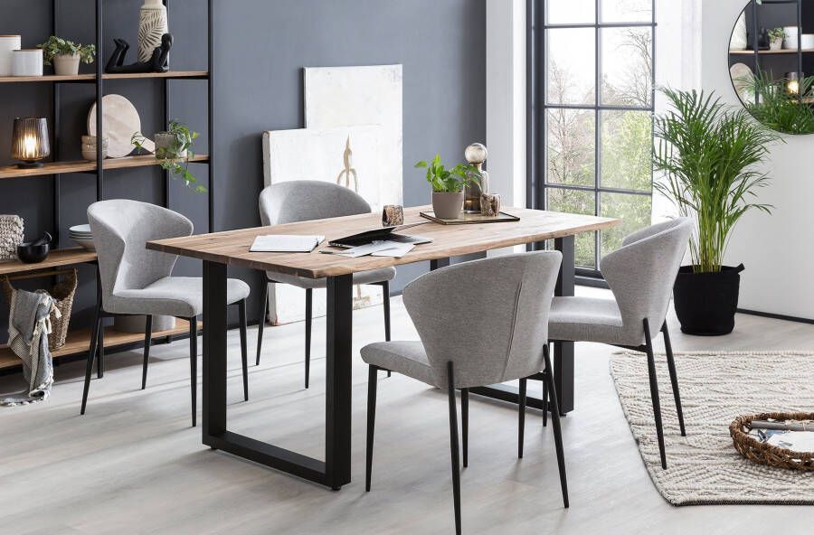 SalesFever Eetkamerstoel Dallas set van 2 met metalen frame b 63 h 87 d 56 cm (set 2 stuks) - Foto 5