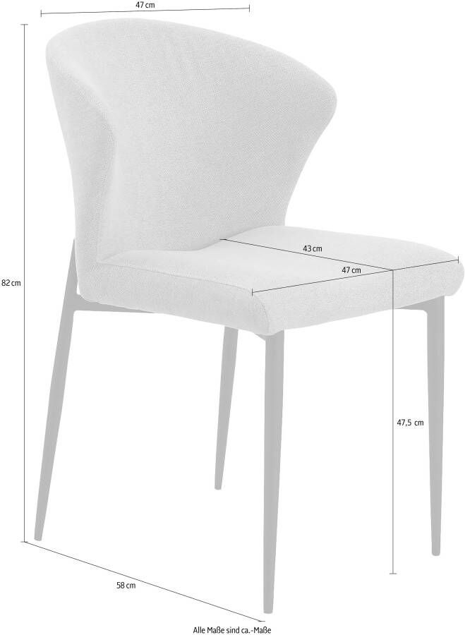 SalesFever Eetkamerstoel Dallas set van 2 met metalen frame b 63 h 87 d 56 cm (set 2 stuks)