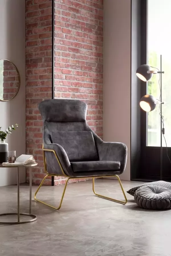 Ontspan fauteuil gemaakt van grijs fluwelen velours - Foto 4